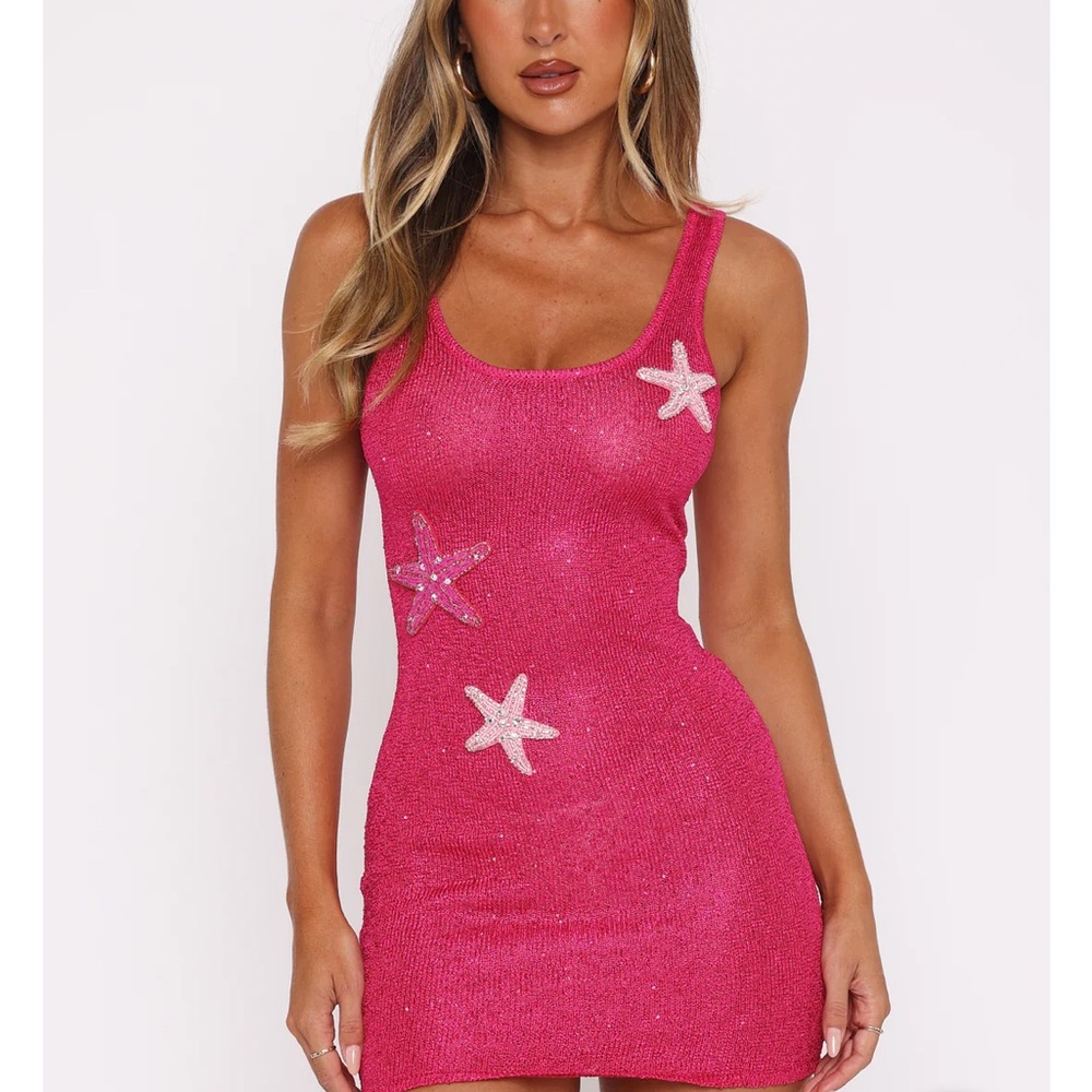 White Fox Gen Z Love Sequin Knit Mini Dress Pink